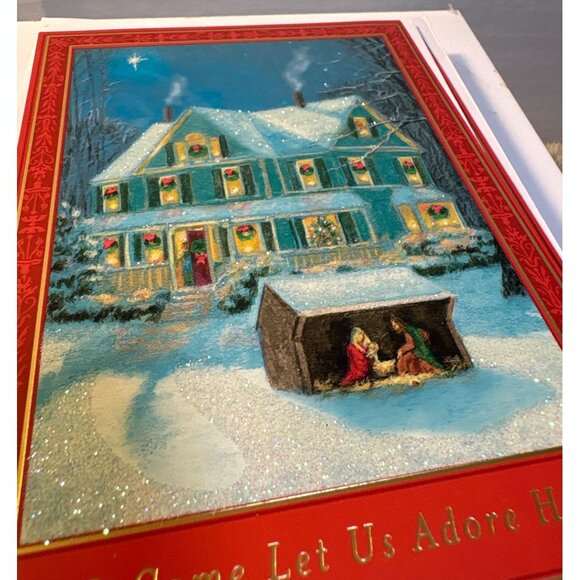 Religious Christmas Cards DaySpring Set Of 12 Envelopes O Come Let Us Adore Him - Picture 3 of 5